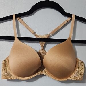 Maidenform Tan Lace Front Closure Underwire Push Up Bra Size 34B